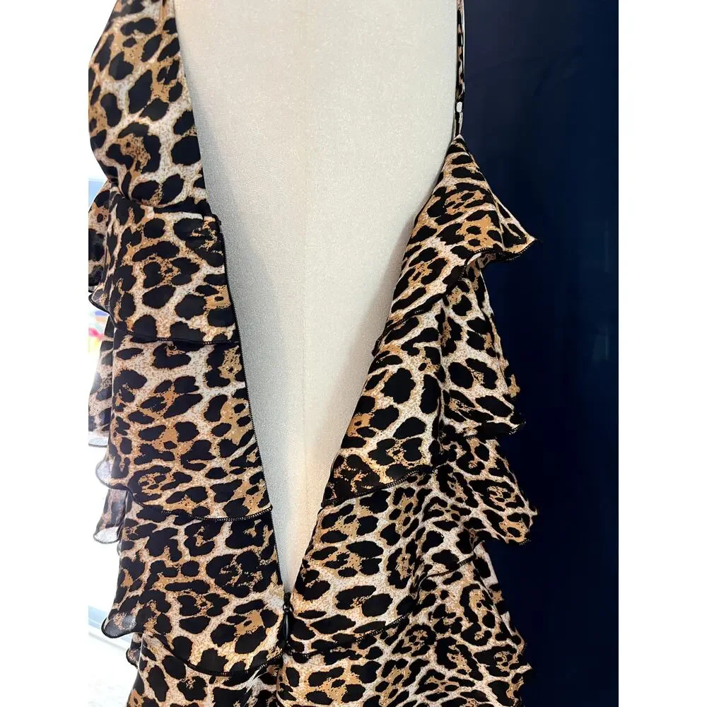 REVOLVE MAJORELLE Medium Leopard‎ Print Mini Dress Tiered Animal Party Night